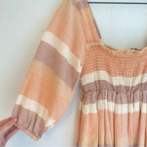 Lulu's Orange and Cream Textured Dress - Picture 2 of 6